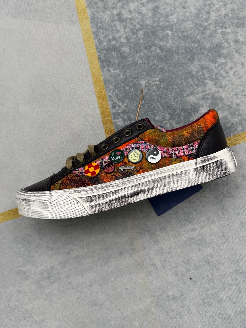Vans Multicolor Tie-Dye Low Top Sneakers with Brown Accents - Picture 8 of 12